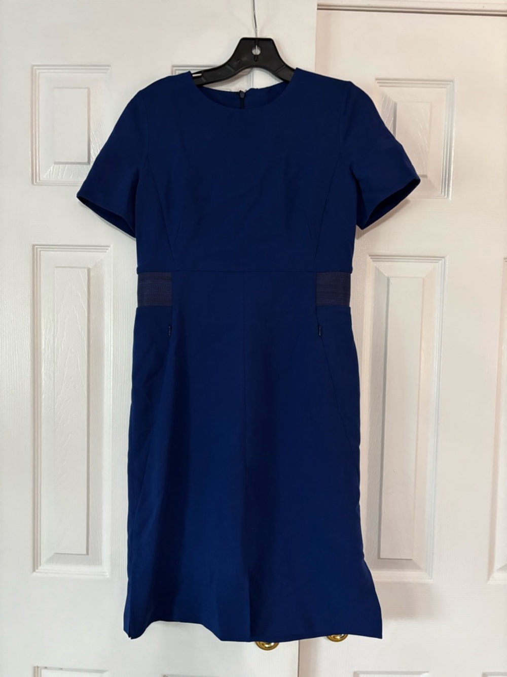 Akris Short-Sleeve Sheath Dress in Deep Blue women’s size 6